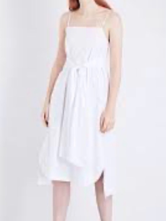 Elizabeth and James Dresses & Skirts - ELIZABETH and JAMES Sz 0 Square-Neck Midi Dress with Tie Waist Assymetric Hem